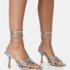 Keri Silver Metallic PU Strappy Lace Up Mid Heels -LoafLuxe Shop 2 e4758ce7 ba78 4726 8dda 59e5810f91df