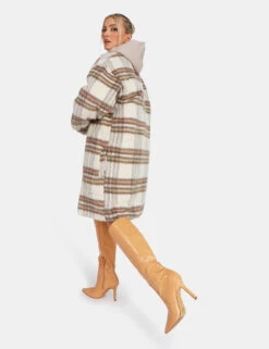 Longline Soft Touch Check Shacket Ecru -LoafLuxe Shop 2 f28d9c85 d900 477a a12f e0263c42ab0c