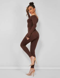 Second Skin Off Shoulder Ruched Unitard Jumpsuit Brown -LoafLuxe Shop 2 f885d6cf 9c2a 4c99 ae63 b80ab4176107