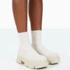 Nola Ecru Knit Platform Chunky Sole Ankle Boots -LoafLuxe Shop 31.08PDECOM0687