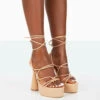Giana Nude Pu Strappy Lace Up Block Heels -LoafLuxe Shop 31.08PDECOM0693