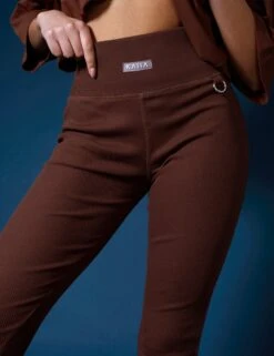 Ribbed Kaiia Sport Leggings Chocolate -LoafLuxe Shop 33333153copy