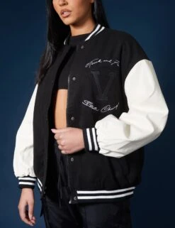 Oversized Varsity Jacket Black -LoafLuxe Shop 33333281copy