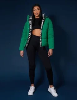 REVERSIBLE QUILTED PUFFER GREEN AND ZEBRA -LoafLuxe Shop 33333343