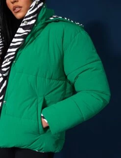 REVERSIBLE QUILTED PUFFER GREEN AND ZEBRA -LoafLuxe Shop 33333355copy