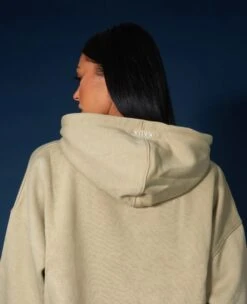 Oversized Cropped Light Khaki Sweat Hoodie -LoafLuxe Shop 33333540copy