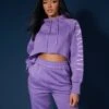 Kaiia Slogan Cropped Hoodie Violet -LoafLuxe Shop 33333638