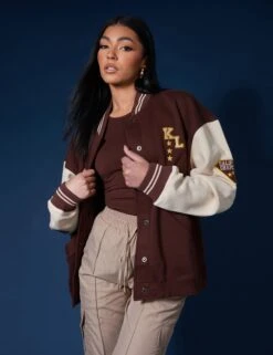 La Palm Tree Varsity Jacket Chocolate -LoafLuxe Shop 3333399copy