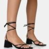 Casey Black Strappy Lace Up Square Toe Low Block Heel Sandals -LoafLuxe Shop 3 d2ea5025 3ff4 45c3 bf47 33e2a0db5158
