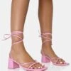 Casey Wide Fit Baby Pink Strappy Lace Up Square Toe Low Block Heel Sandals -LoafLuxe Shop 4 47895865 3198 4934 a4db bf3b337eb69a