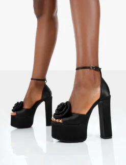 Giselle Black Satin High Heel Peep Toe Platform Block Heels -LoafLuxe Shop 4 72b45eb0 890a 400f 87c0 e806f71afa45