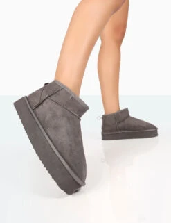 Shorty Grey Faux Suede Ultra Mini Chunky Ankle Boots -LoafLuxe Shop 4 ce66de2a 239d 4ee4 9af5 72fd742cbdef