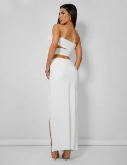 Rose Detail Cut Away Bandeau Top Ivory -LoafLuxe Shop 4skirt 1d4b7a9e 2b45 49d4 a364 9157617b4813