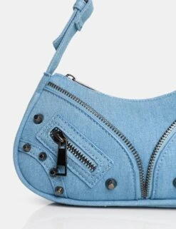 The Candice Zip Detailed Blue Denim Croc Shoulder Bag -LoafLuxe Shop 5 ed419b69 735a 4471 8648 eadc7f8ef043