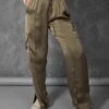 Split Hem Satin Elasticated Waist Wide Leg Cargo Trousers Khaki -LoafLuxe Shop 5copy 40bf7b53 8d15 4bdd ad69 2a3ad7da151f