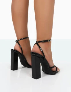 Influence Black Patent Pu Square Toe Block High Heels -LoafLuxe Shop 771A0003 c06fab33 9eef 4f31 81e1 501036e1f214
