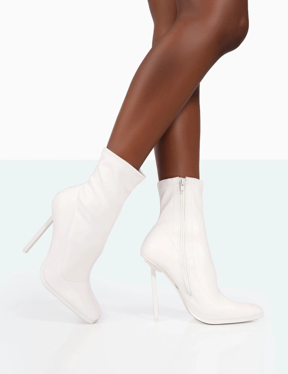 Pippa White Sock High Heeled Ankle Boots 3 Pippa White Sock High Heeled Ankle Boots