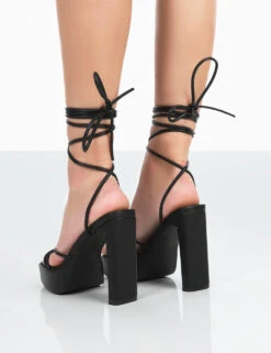 Bring It Wide Fit Black Pu Square Toe Lace Up Strappy Platform Thin Block Heels 8 Bring It Wide Fit Black Pu Square Toe Lace Up Strappy Platform Thin Block Heels -LoafLuxe Shop 771A0237 80d6107d 0ce0 499a 9062 372b841be009