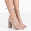 Coco Taupe Grain Square Toe Strappy Lace Up Block Heels -LoafLuxe Shop 771A0270