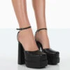 Moonchild Black Pu Closed Toe Statement Platform Block Heels -LoafLuxe Shop 771A0338