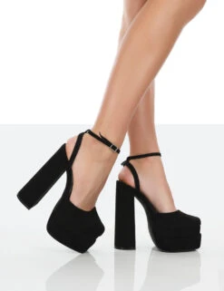 Moonchild Wide Fit Black Faux Suede Closed Toe Statement Platform Block Heels -LoafLuxe Shop 771A0350