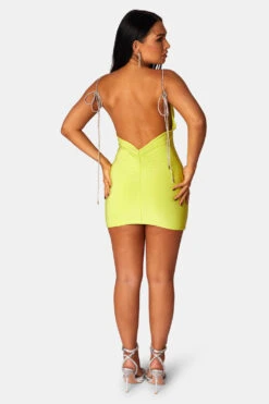 Diamante Extreme Strap Slinky Mini Dress Lime -LoafLuxe Shop 771A0542 8976eca5 94dd 4e09 8293 1cea6f5d5666