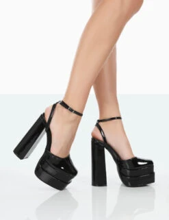 Moonchild Black Patent Closed Toe Statement Platform Block Heels -LoafLuxe Shop 771A0633