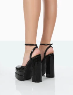 Moonchild Black Patent Closed Toe Statement Platform Block Heels -LoafLuxe Shop 771A0635