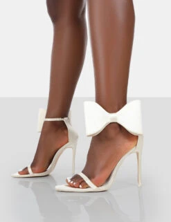 Zeal Wide Fit Off White Satin Strappy Bow Ankle Detail Stiletto Heels -LoafLuxe Shop 771A0654 85355f9e 7c0f 4f1c a66b 9a09674a3d72