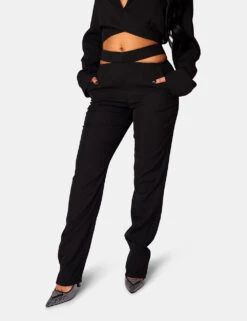 Strappy Waist Cigarette Trouser Black