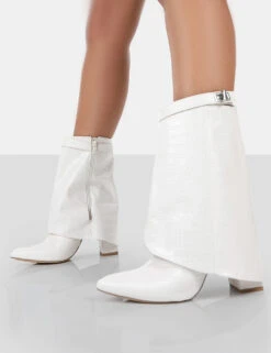 Fyre White Croc Pointed Toe Block Heeled Ankle Boots -LoafLuxe Shop 771A0737 85a0496b 63f5 41ce bf53 a9e8f7f40120