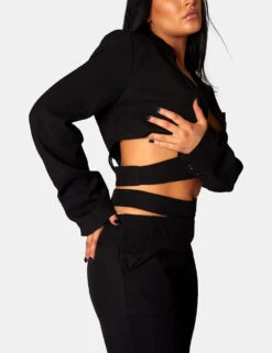 Wrap Front Cropped Blazer Black -LoafLuxe Shop 771A0738 7ad6f9ba 3a6e 4708 86a5 e39880927822