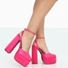 Moonchild Fuchsia Pink Satin Closed Toe Statement Platform Block Heels -LoafLuxe Shop 771A0962 03c15df9 ca4c 4630 b358 36b6a46fa783