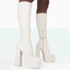 Passive Ecru PU Square Toe Platform Block Heel Over The Knee Boots -LoafLuxe Shop 771A0970 82877ea9 3a52 4419 9520 1e950dd434b1
