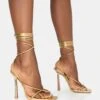 Lacey Gold Metallic Square Toe Strappy Lace Up Stiletto Heels -LoafLuxe Shop 771A1448copy