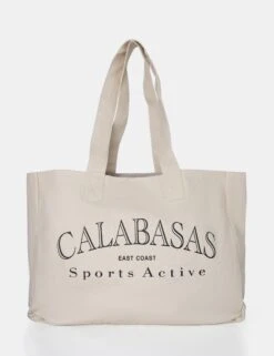 The Calabasas Oversized Off White Canvas Tote Bag