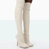 Bubbles White Knitted Wide Fit Square Toe Over The Knee Stiletto Boots -LoafLuxe Shop 771A1516 ea8bf587 b009 452e 96cc 2b47299f7aa7