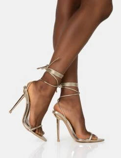 LOOK BACK WIDE FIT GOLD METALLIC POINTED TOE LACE UP STILETTO HEELS 9 LOOK BACK WIDE FIT GOLD METALLIC POINTED TOE LACE UP STILETTO HEELS -LoafLuxe Shop 771A1594