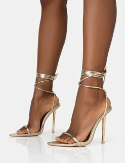 LOOK BACK WIDE FIT GOLD METALLIC POINTED TOE LACE UP STILETTO HEELS 8 LOOK BACK WIDE FIT GOLD METALLIC POINTED TOE LACE UP STILETTO HEELS -LoafLuxe Shop 771A1597