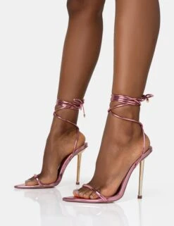 Look Back Pink Metallic Pointed Toe Lace Up Gold Stiletto Heels 8 Look Back Pink Metallic Pointed Toe Lace Up Gold Stiletto Heels -LoafLuxe Shop 771A1601