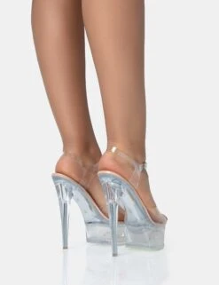Maxine Nude Perspex Barely There Round Toe Platform Stiletto Heels -LoafLuxe Shop 771A1640