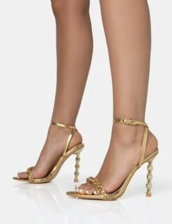 Link Up Gold Barely There Pointed Toe Stiletto Chain Heels -LoafLuxe Shop 771A1657