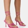 Keri Pink Patent Strappy Lace Up Mid Heels -LoafLuxe Shop 771A1693copy
