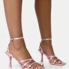 Mademoiselle Baby Pink Satin Strappy Square Toe Mid Stiletto Heels -LoafLuxe Shop 771A1718copy