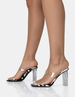 Niamh Zebra Pu Double Strap Perspex Block Heel Mules -LoafLuxe Shop 771A1731
