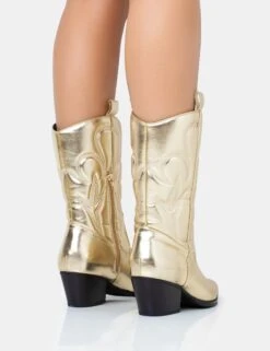 Calabasas Gold Western Embroidered Knee High Pointed Toe Cowboy Boots 11 Calabasas Gold Western Embroidered Knee High Pointed Toe Cowboy Boots -LoafLuxe Shop 771A1867copy