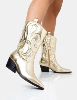 Calabasas Gold Western Embroidered Knee High Pointed Toe Cowboy Boots 9 Calabasas Gold Western Embroidered Knee High Pointed Toe Cowboy Boots -LoafLuxe Shop 771A1868copy