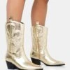 Calabasas Gold Western Embroidered Knee High Pointed Toe Cowboy Boots -LoafLuxe Shop 771A1869copy