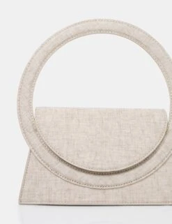 The Top Handle Natural Linen Circlur Handle Grab Bag -LoafLuxe Shop 771A1896