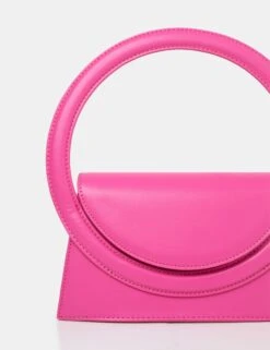 The Top Handle Bright Pink Pu Circlur Handle Grab Bag -LoafLuxe Shop 771A1899